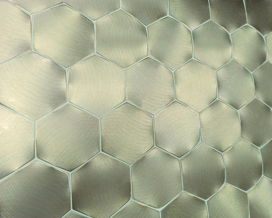 DUNE 188527 ICON GOLD 28x16,2 Mosaico Hexagonal 3D Aluminio Cepillado