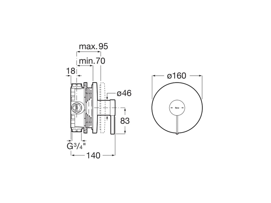 ROCA A5A2B9ECN0 ONA Grifo Monomando Empotrable Ducha Negro Titanio