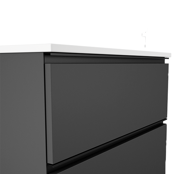 VISOBATH GRANADA Conjunto Mueble de Baño Completo 3 Cajones Color Ceniza Tirador Negro