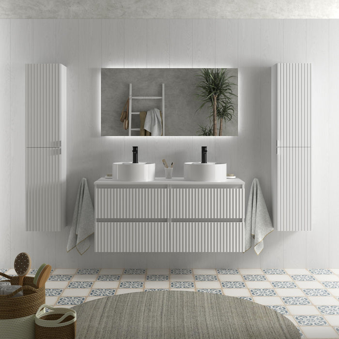 SALGAR 121773 KIRA Mueble de Baño 2 pozas Porcelana 120cm Blanco Mate