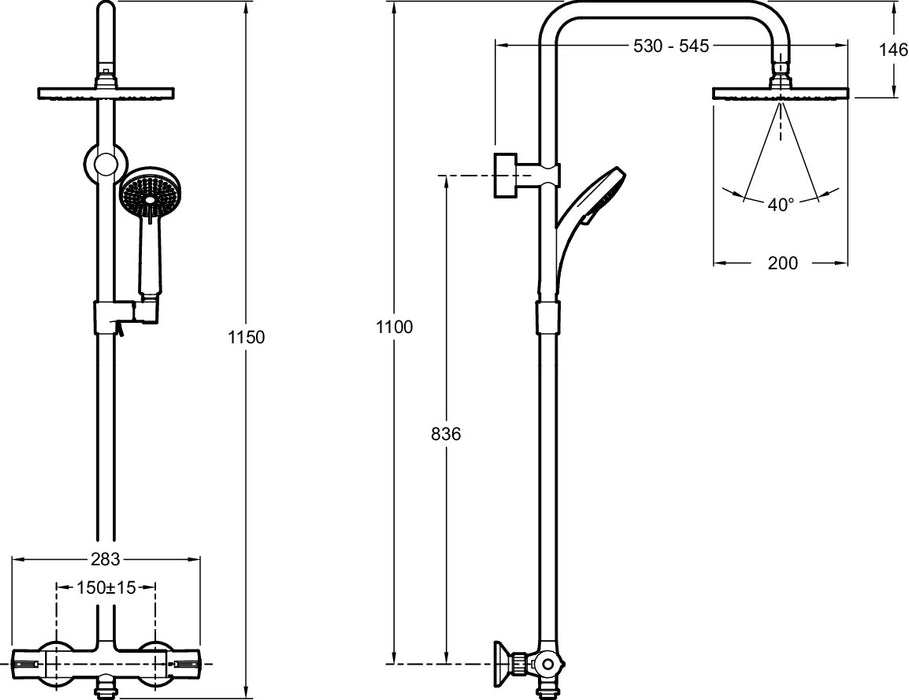 Jacob Delafon E5523-SP-SC JULY Columna de ducha termostática cabeza cuadrada
