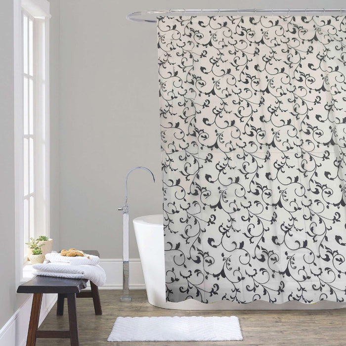 GEDY TVI13701200 CORINZIA Shower Curtain White and Black