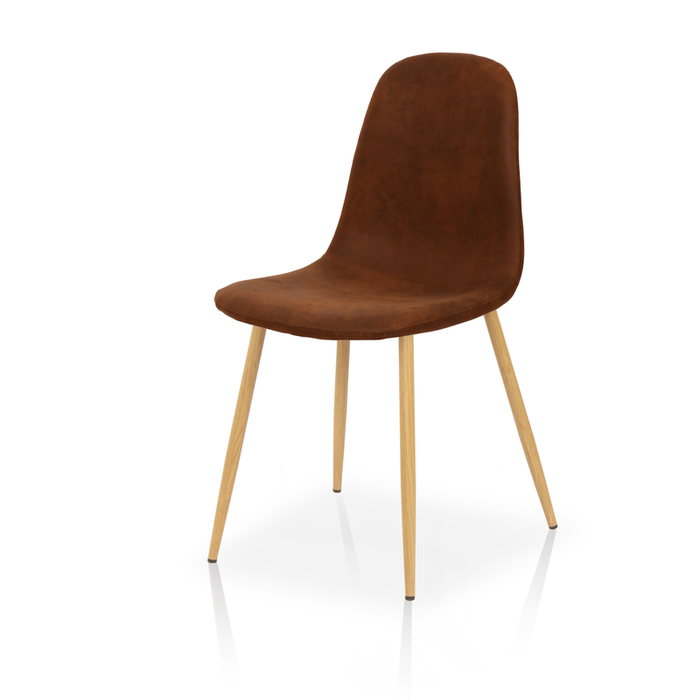 FURNITURE STYLE FS5192AVELFAB MARGOT Pack 4 Sillas de Comedor Textil Color Marrón Avellana