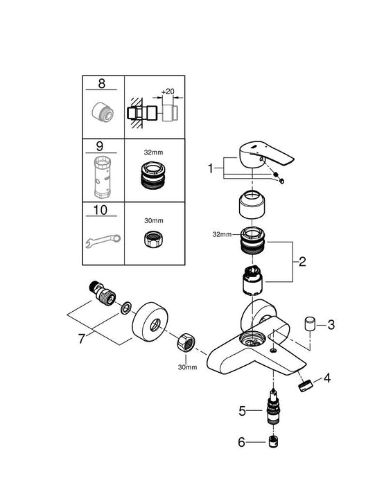 GROHE 13 449 DC1 ESSENCE Caño de bañera acero