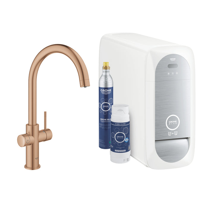 GROHE 31 455 DL1 BLUE Home Starter Kit Caño En C Cobre Cepillado