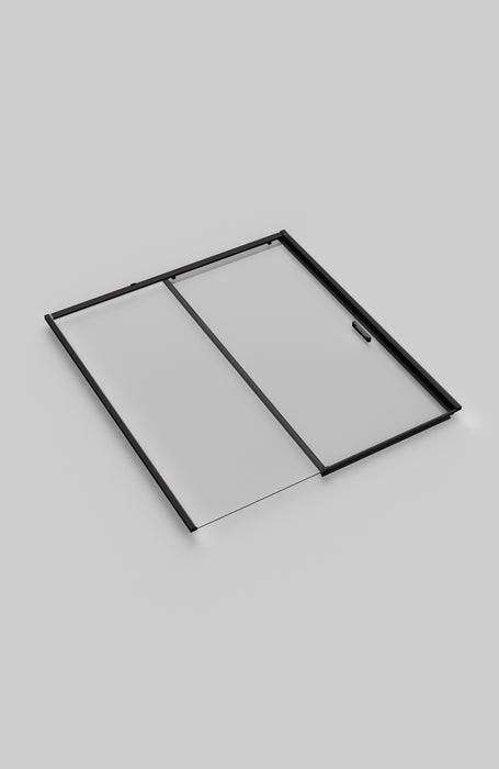 SB_X EASY Mampara Frontal Ducha 1F+1C Negro Mate Transparente