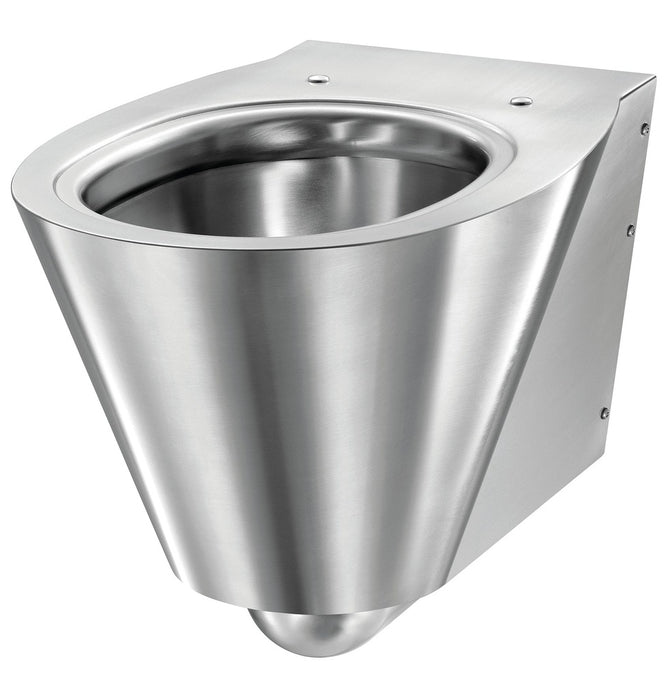 MEDICLINICS SN0128CS Antivandal Wall Hung Toilet Made of Satin-Finished AISI 304 Stainless Steel Bacteriostatic