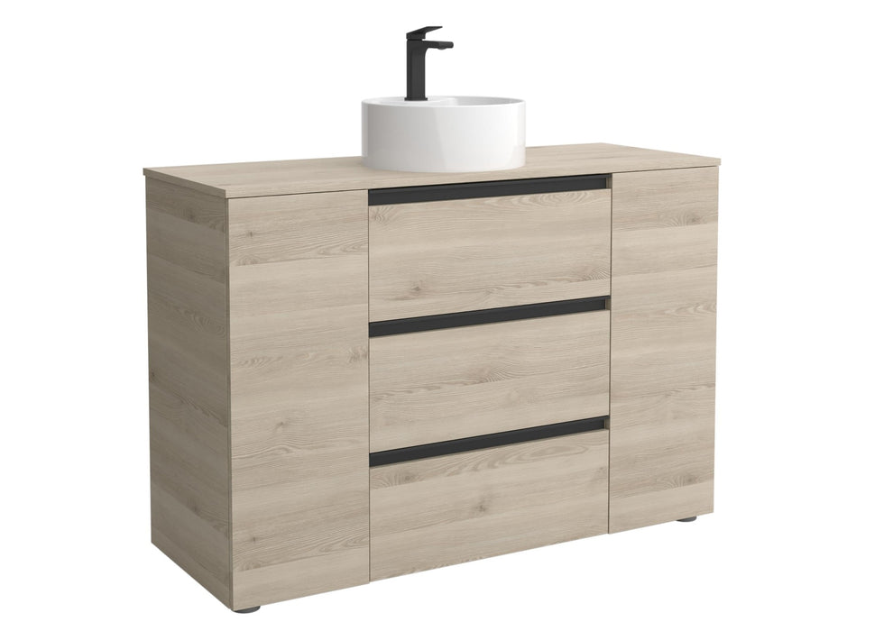 SALGAR BEQUIA PLUS Mueble 3C Lavabo sobre encimera 120 cm Natural Tirador Negro