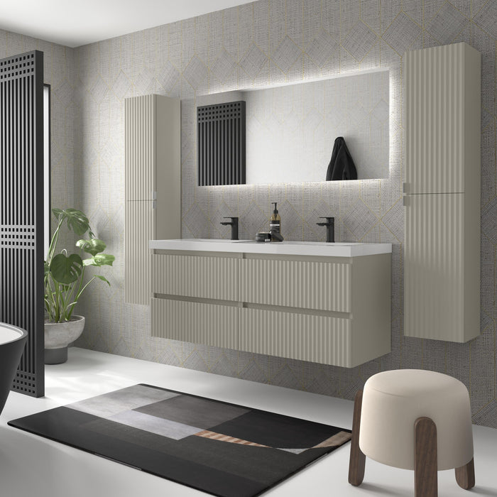 SALGAR 121749 KIRA Mueble de Baño 2 pozas Carga Mineral 140cm Gris mate