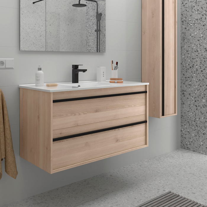 SALGAR ATTILA Mueble de Baño con Lavabo 2 Cajones Color Natural