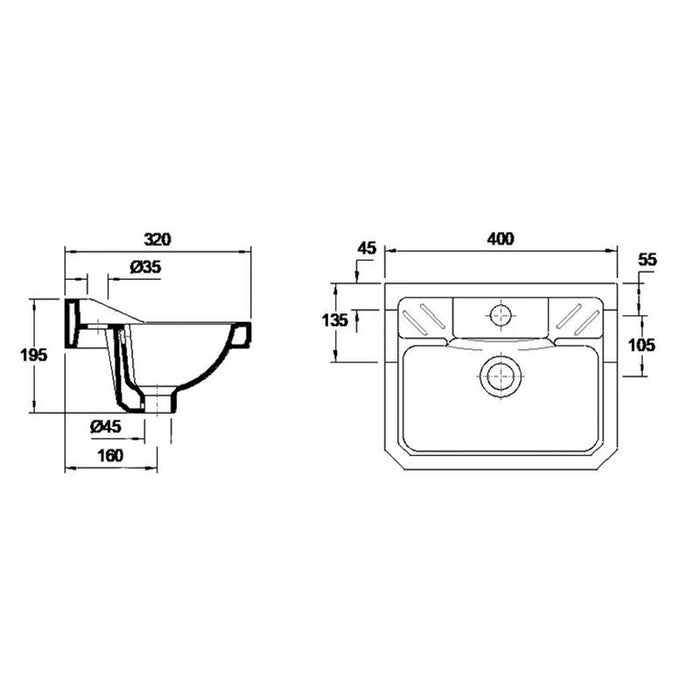 VALADARES 16371002 INFANTIL Lavabo Sin Pedestal Blanco