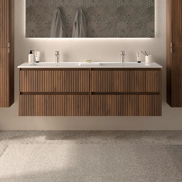 SALGAR 121755 KIRA Mueble+Lavabo VILNA 160cm Nogal