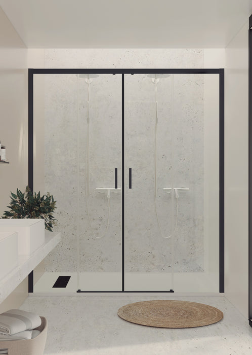 BATHME NOEL-2 Mampara Ducha 2 Fijos+2 Correderas Negro Transparente