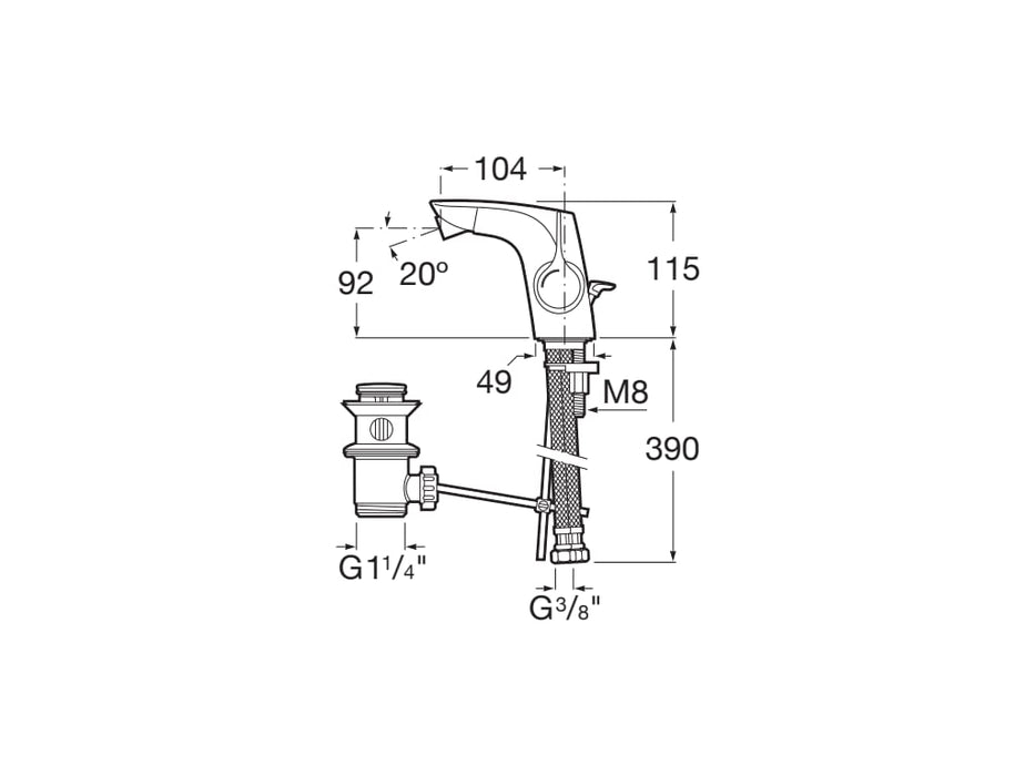 ROCA A5A603AC00 INSIGNIA Grifo Monomando Bidé con Desagüe Automático Cold Start Cromo
