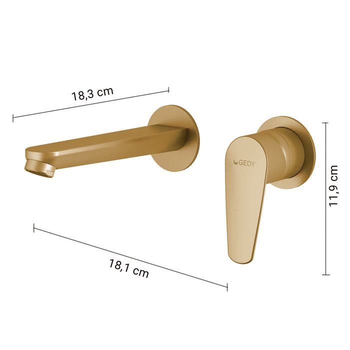 GEDY MXCO0788000 COMO Grifo de pared para lavabo oro mate