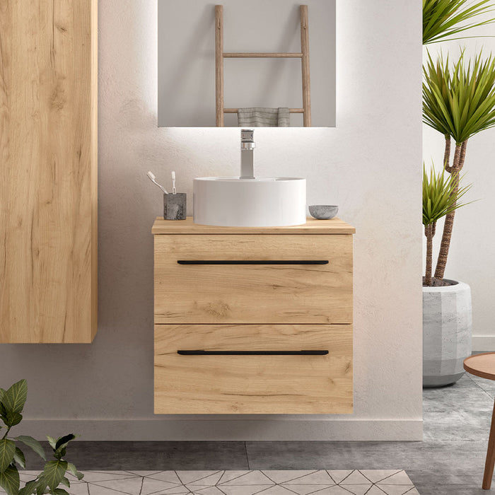 SALGAR MORAI Mueble de Baño con Lavabo y Encimera Color Roble