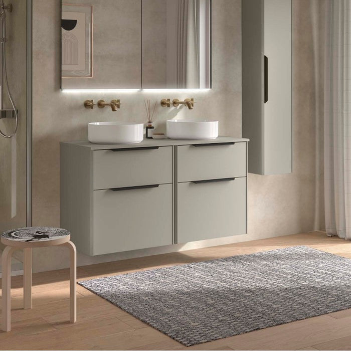 SALGAR 119767 LUVA Mueble de Baño 120 con Tapa Encimera Color Gris Satinado Tirador Negro