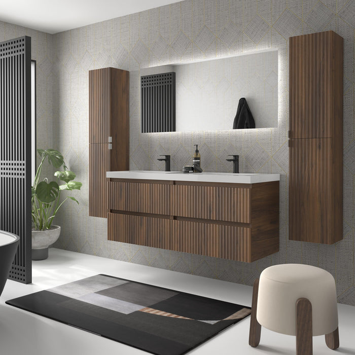 SALGAR 121751 KIRA Mueble de Baño 2 pozas Carga Mineral 140cm Nogal