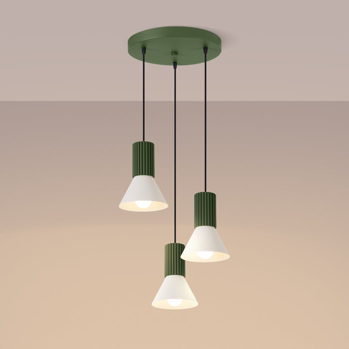 SOLLUX SL.1873 Lámpara colgante ESTRIA 3P beige/verde oliva beige/verde oliva