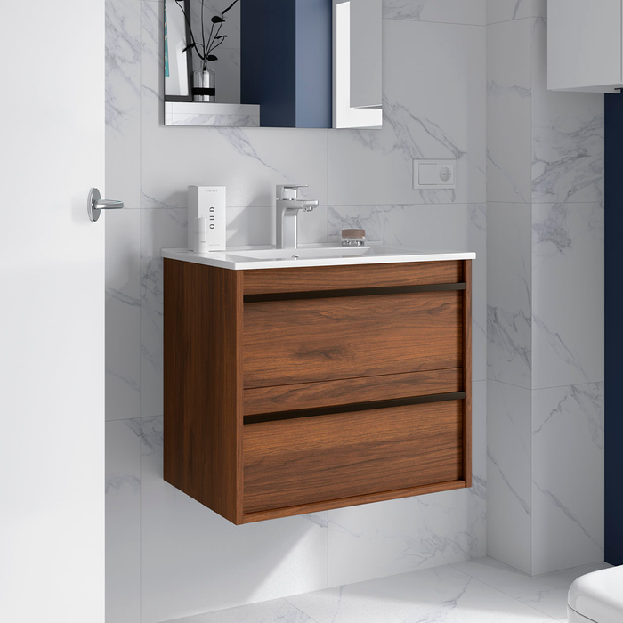SALGAR ATTILA Mueble de Baño con Lavabo 2 Cajones Color Nogal Maya