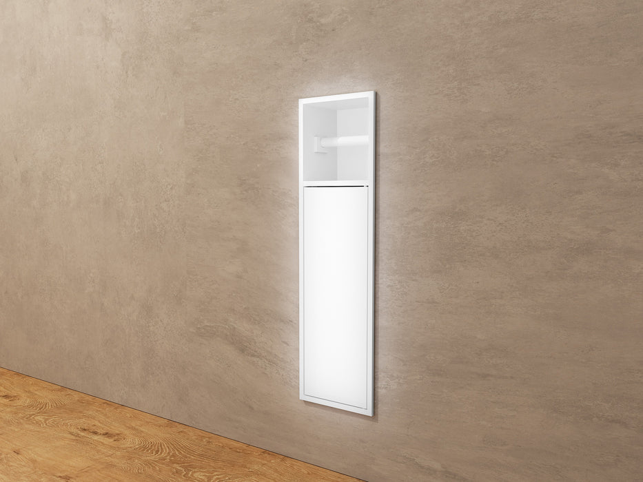 MEDIMEX HOR007/BL EGEAN Hornacina Con Puerta y Portarrollos 17x60 Blanco Mate