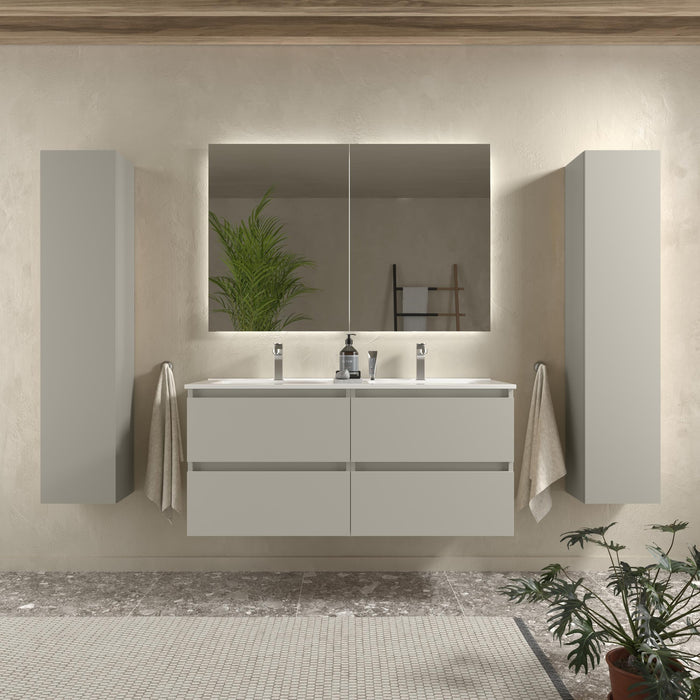 SALGAR 122351 BEQUIA Mueble de Baño 2 pozas Porcelana 120cm Gris mate