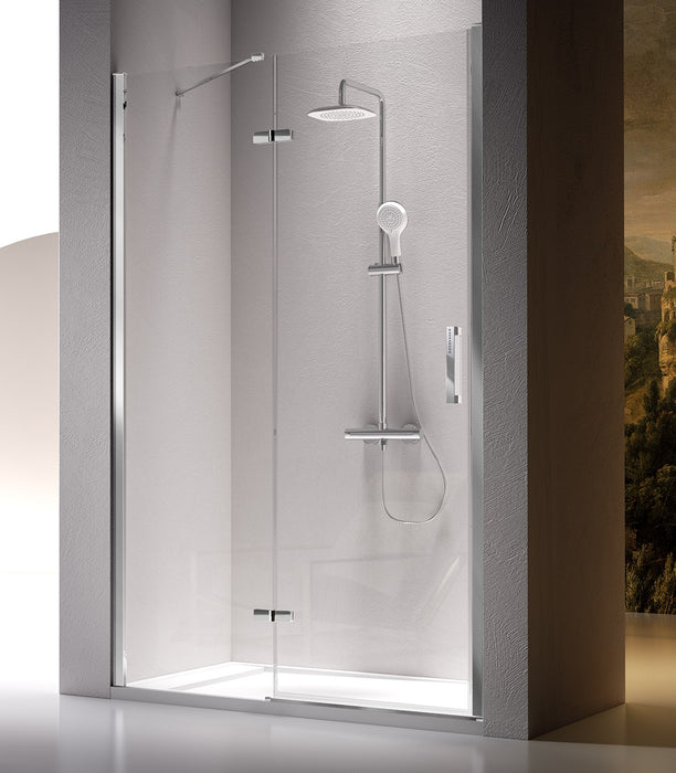 KASSANDRA NARDI Fixed Shower Front Screen + Hinged Door + Bright Silver Closing Profile Transparent