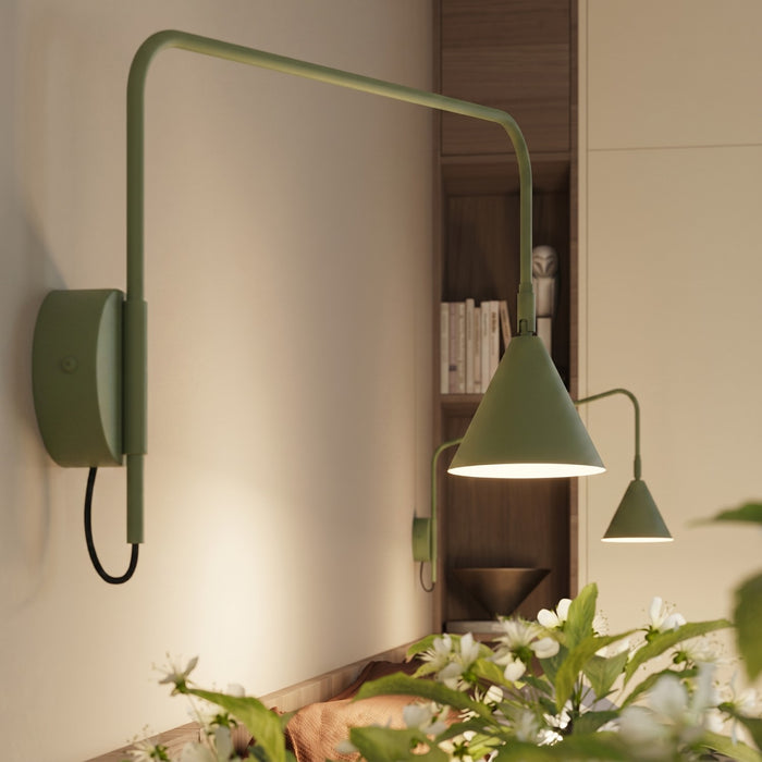 SOLLUX SL.2495 Aplique de pared NOX 1 verde oliva con interruptor