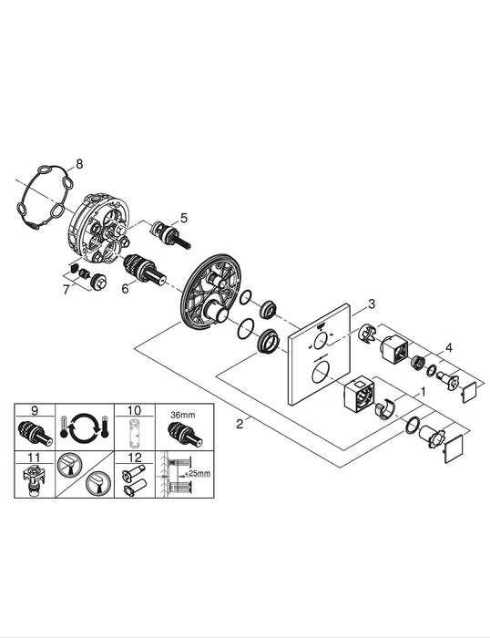 GROHE 24 172 DC1 ESSENCE Monomando de lavabo 1/2" tamaño S acero