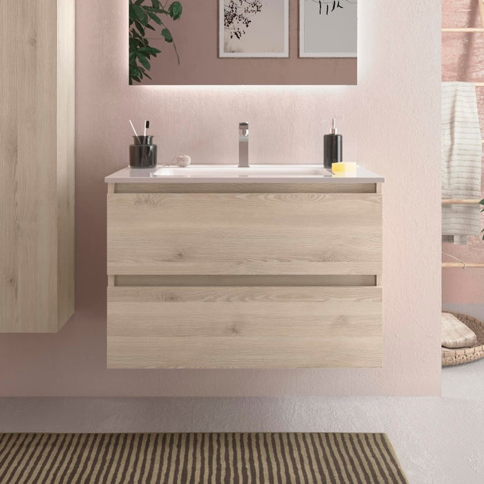 SALGAR BEQUIA Mueble de Baño con Lavabo Color Roble Natural