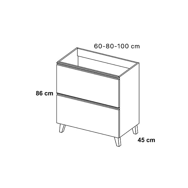 VISOBATH GRANADA Bathroom Cabinet with Floor Sink 2 Drawers Ash