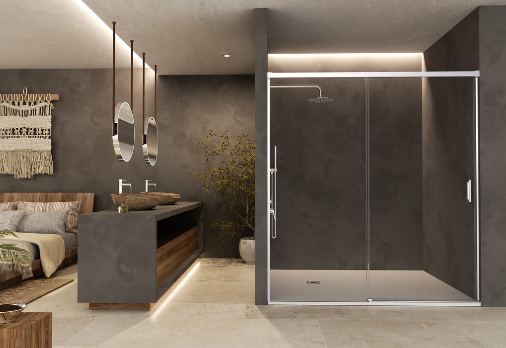 SB_X STYLO Mampara Frontal Ducha 1F+1C Cromo Transparente