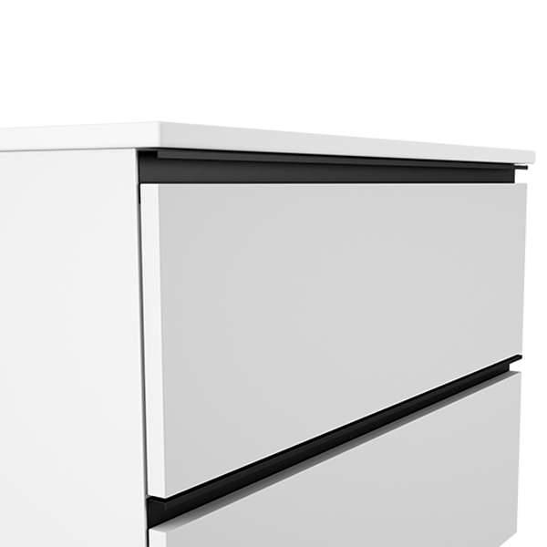 VISOBATH GRANADA Mueble de Baño con Lavabo 3 Cajones Color Blanco Ada Mate Tirador Negro