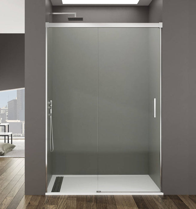 GME BASIC Mampara Frontal Ducha Corredera 1F+1C Cromo Vidrio Transparente