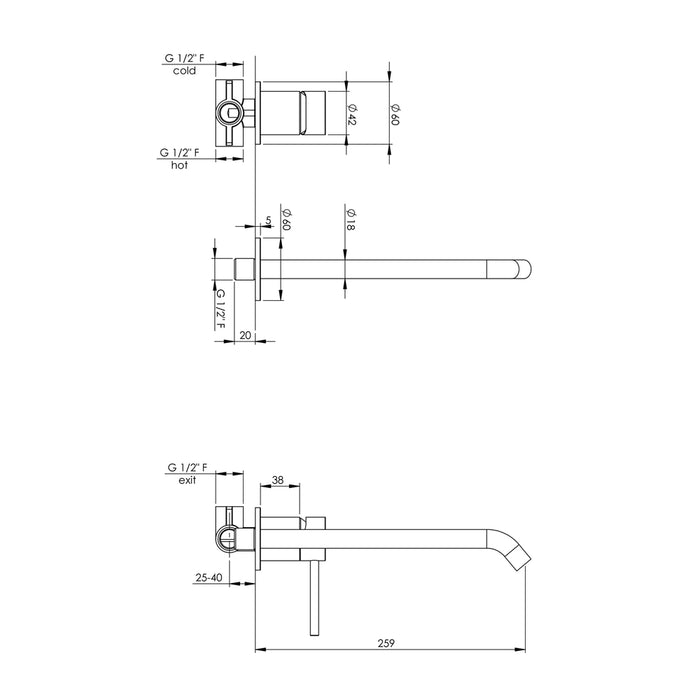 PRESTO 8675699 Nox lavabo mural sin placa Inox