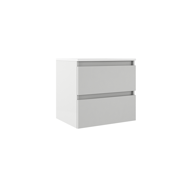 VISOBATH BOX Mueble de Baño con Lavabo Suspendido 2 Cajones Blanco Nieve Brillo