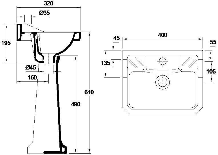 VALADARES 16371002 Children's Sink With Pedestal