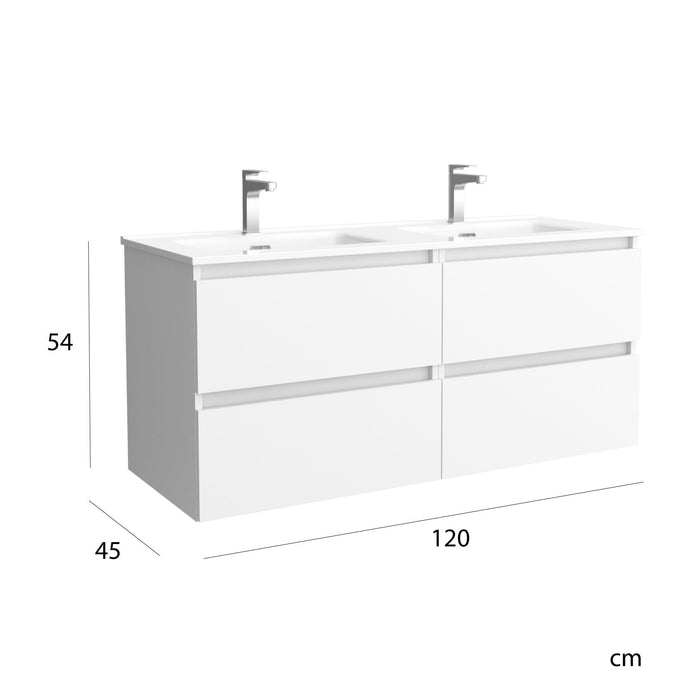 SALGAR 96310 BEQUIA Bathroom Cabinet with Sink 120 cm Matte White