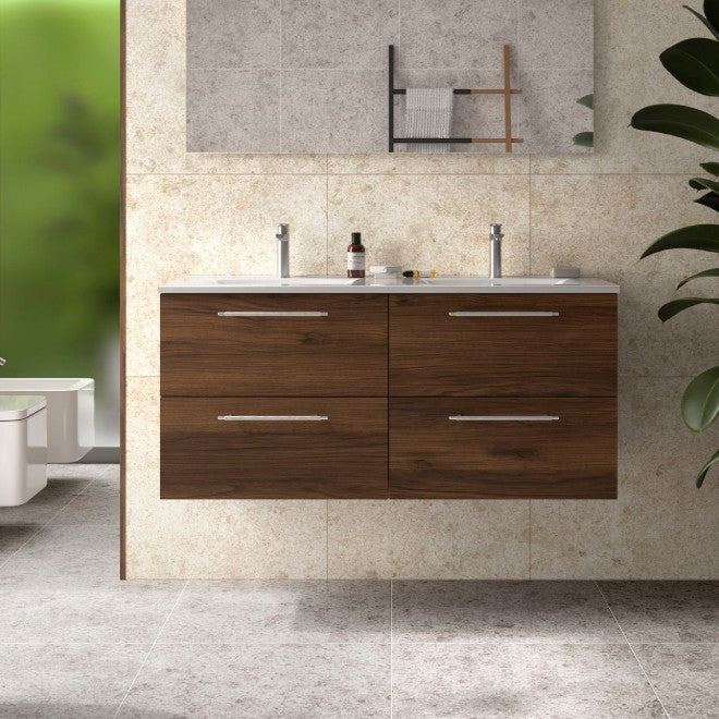SALGAR 118064 SILANE Mueble+Lavabo 120 Nogal Maya Tirador Anodizado