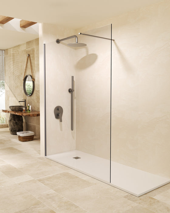 SB_X SCREEN Mampara Fijo Ducha 8 MM Black Gun Metal Transparente