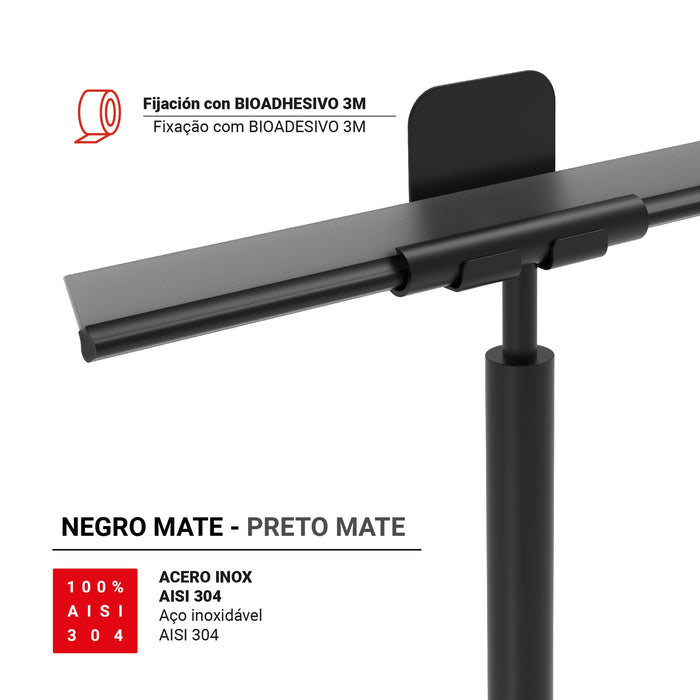 GEDY 56991400004 THOR Set Limpiacristales y percha negro mate