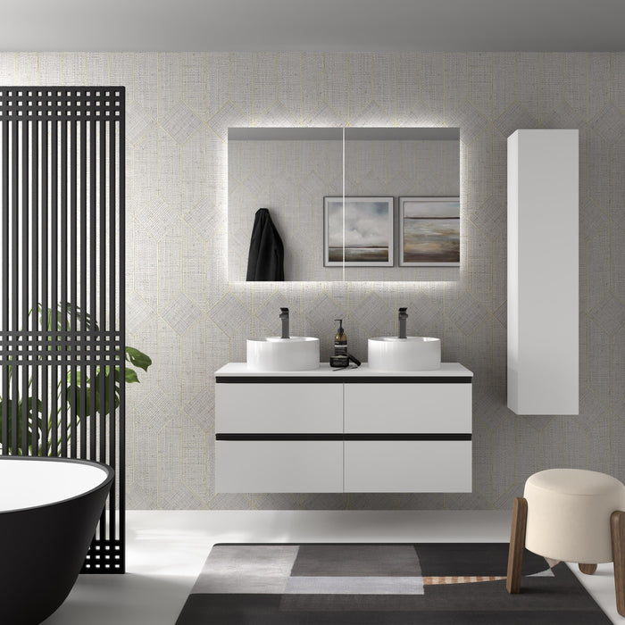 SALGAR 115977 BEQUIA METAL Mueble de Baño 140cm Blanco Mate