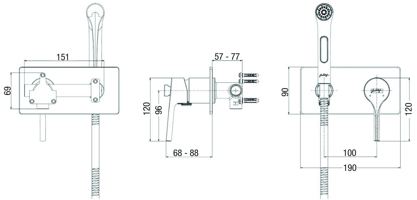 JACOB DELAFON E25838-CP ELATE Ducha Higiénica