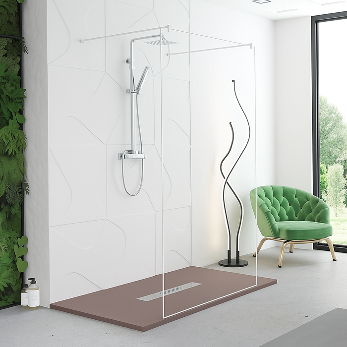 BATHME SANDRA CENTRO Mampara Ducha Fijo Blanco Mate Transparente