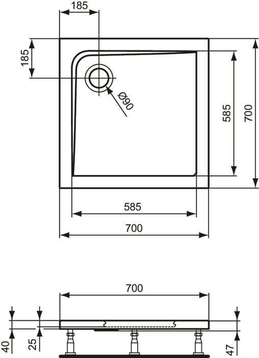 IDEAL STANDARD K193301 ULTRAFLAT Plato Ducha Acrílico 70x70 Blanco