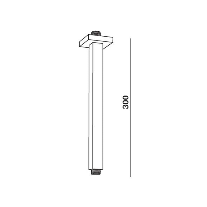 PRESTO 70100 Brazo de ducha vertical cuadrado 300 mm Cromo
