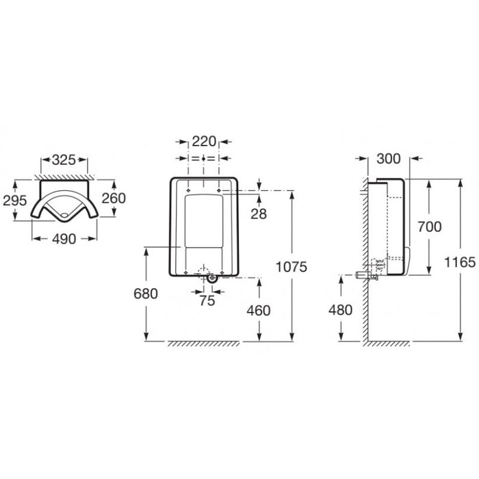 ROCA A359607000 Urinario de porcelana con alimentación superior SITE
