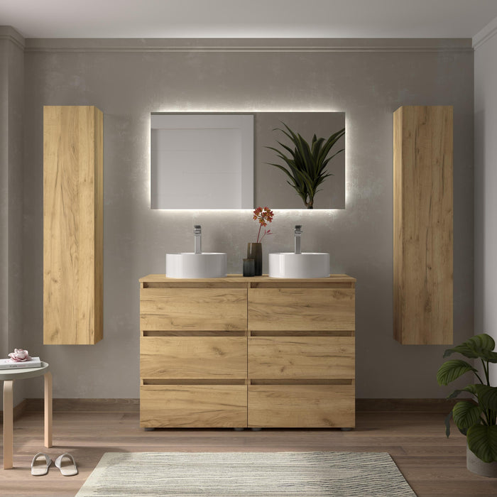 SALGAR BEQUIA Mueble 3C Lavabo sobre encimera 120 cm Roble