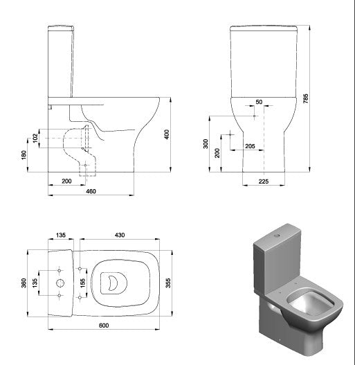 SANITANA POP SQUARE Inodoro Rimless Compacto Completo Blanco Brillo
