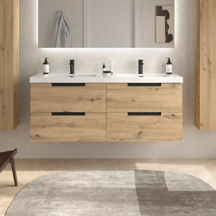 SALGAR 121986 LENI Mueble+Lavabo TOSCANA 2 Senos 140cm Roble